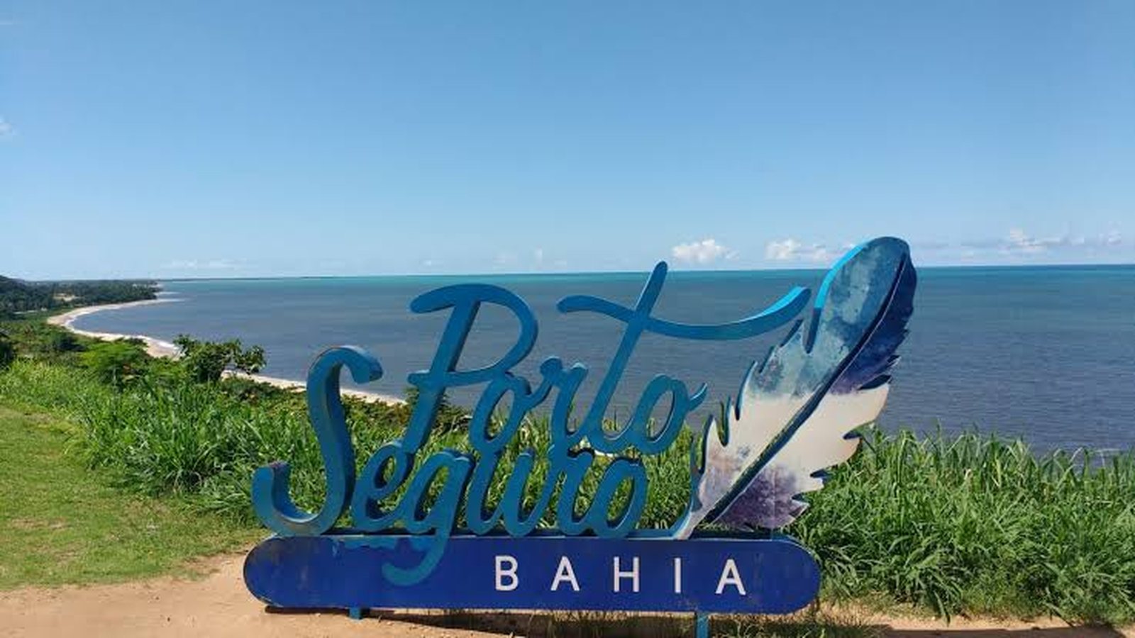 Placa de Porto Seguro Bahia para artigo sobre qual carro alugar em Porto Seguro